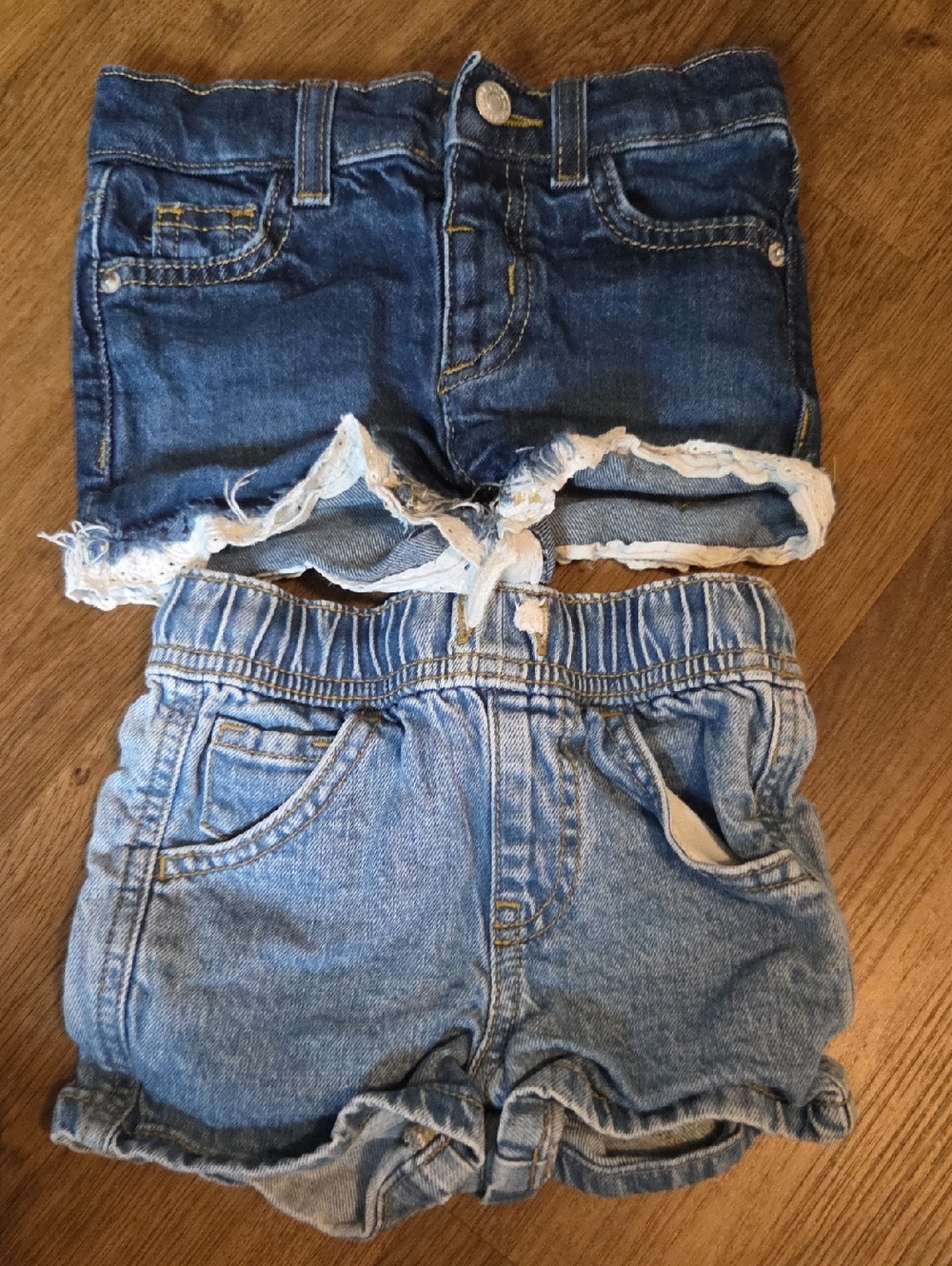 Cat & Jack Girls Denim Shorts - Dark Blue & Light Blue